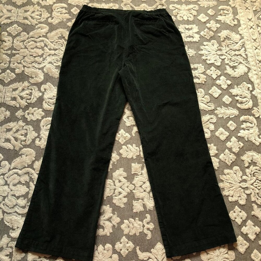Denim & Co., Dark Green, straight-leg, hi-rise, corduroy pants, Sz Lg - Picture 2 of 9
